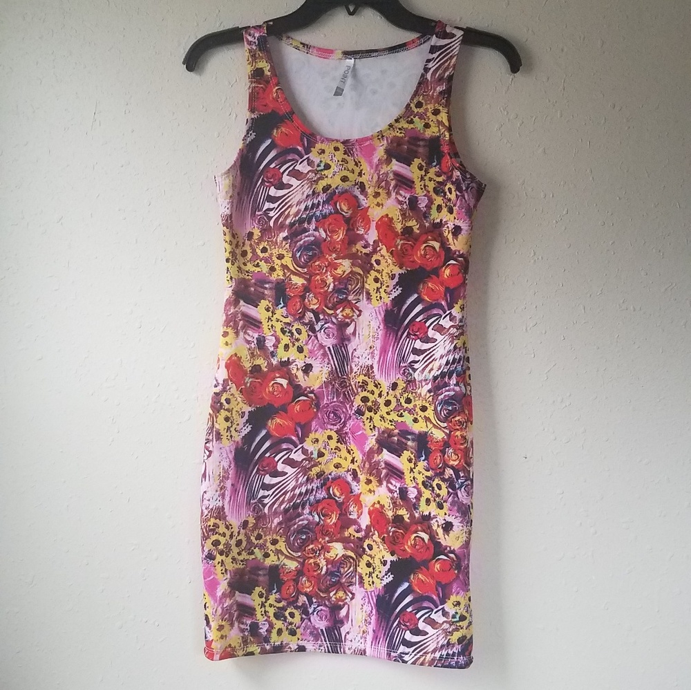 NWOT Psychadelic Fitted Tank Mini Dress